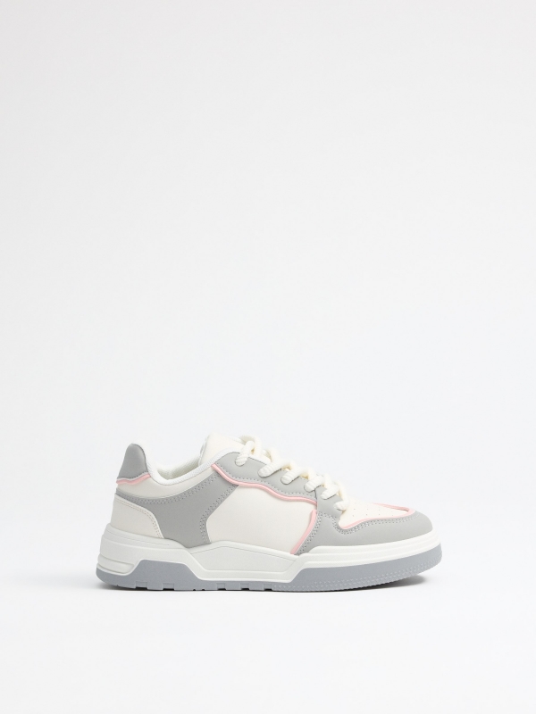 Platform combined sneakers stone grey profile view