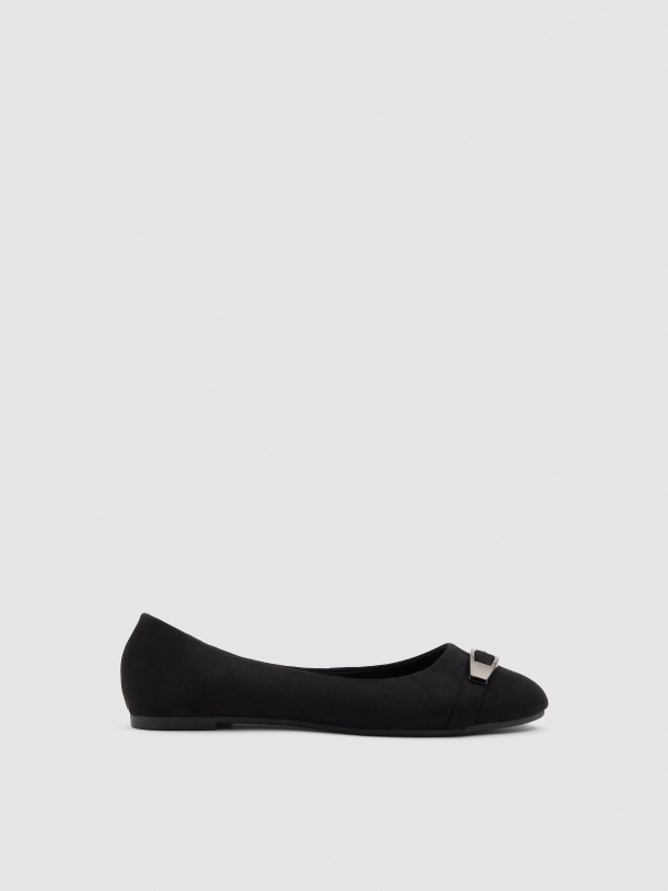 Basic ballerinas with buckle black profile view