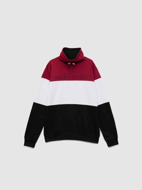  Color block turtleneck sweater black front view