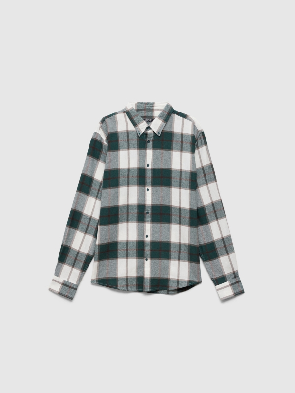  Green plaid flannel shirt green front view