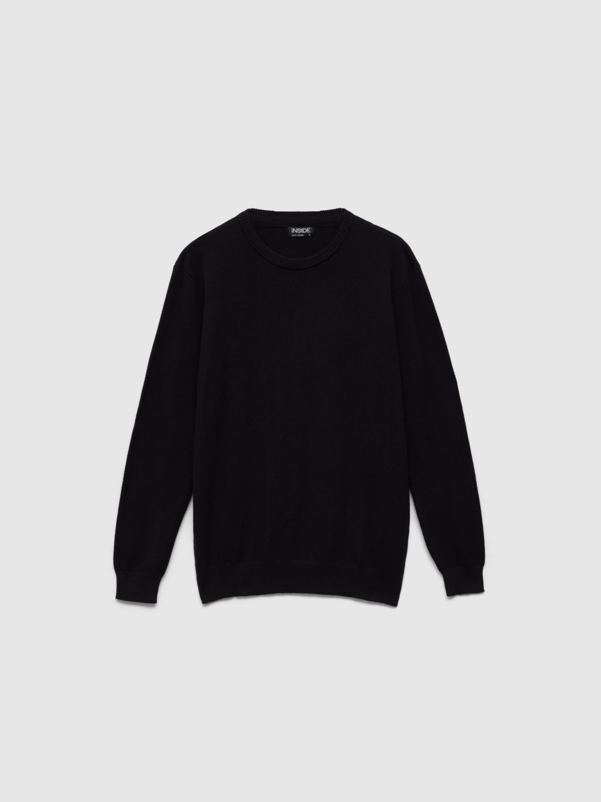  Regular plain jersey round neck black front view