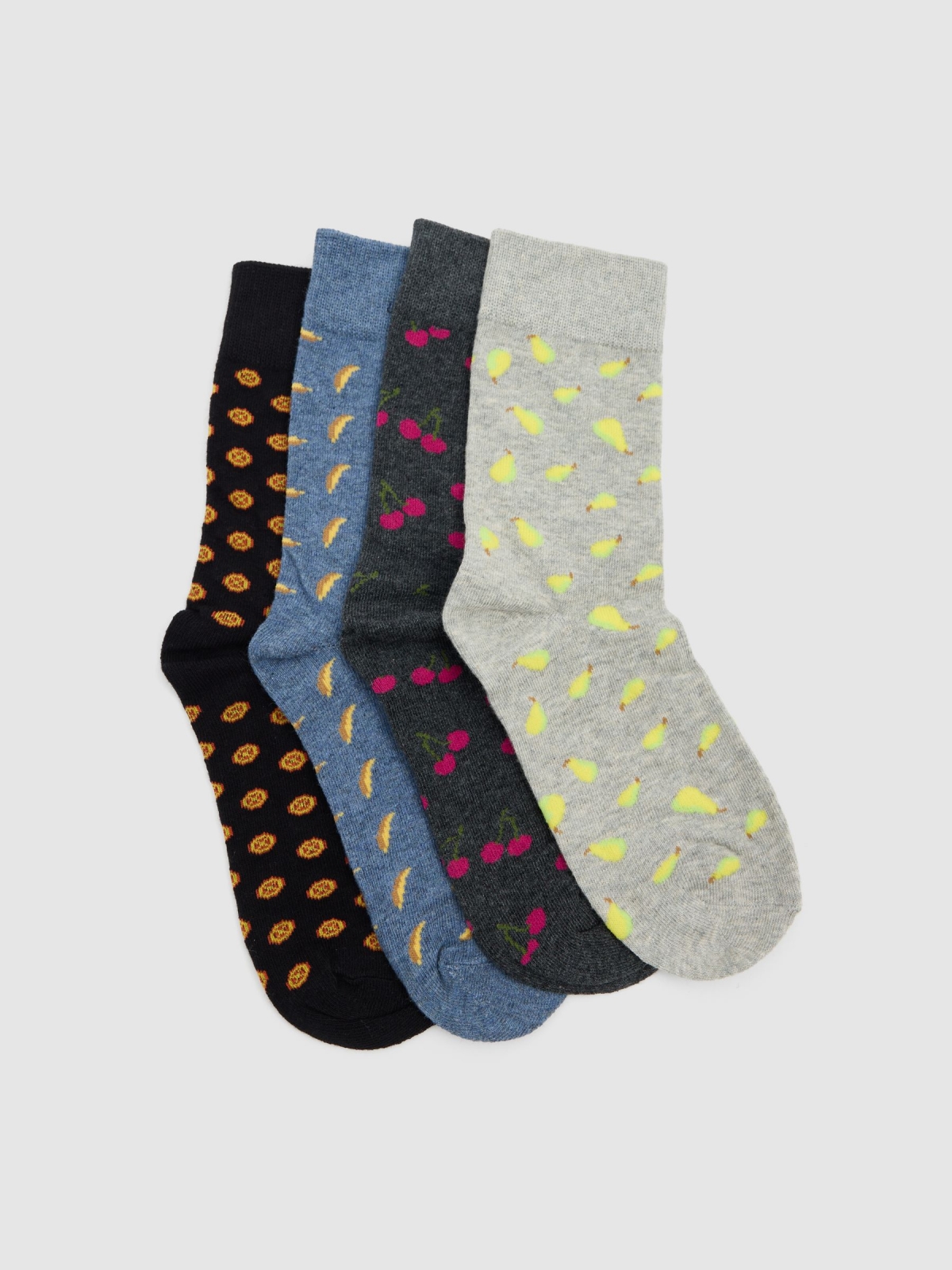 Pack of 4 fruity socks multicolor middle front view