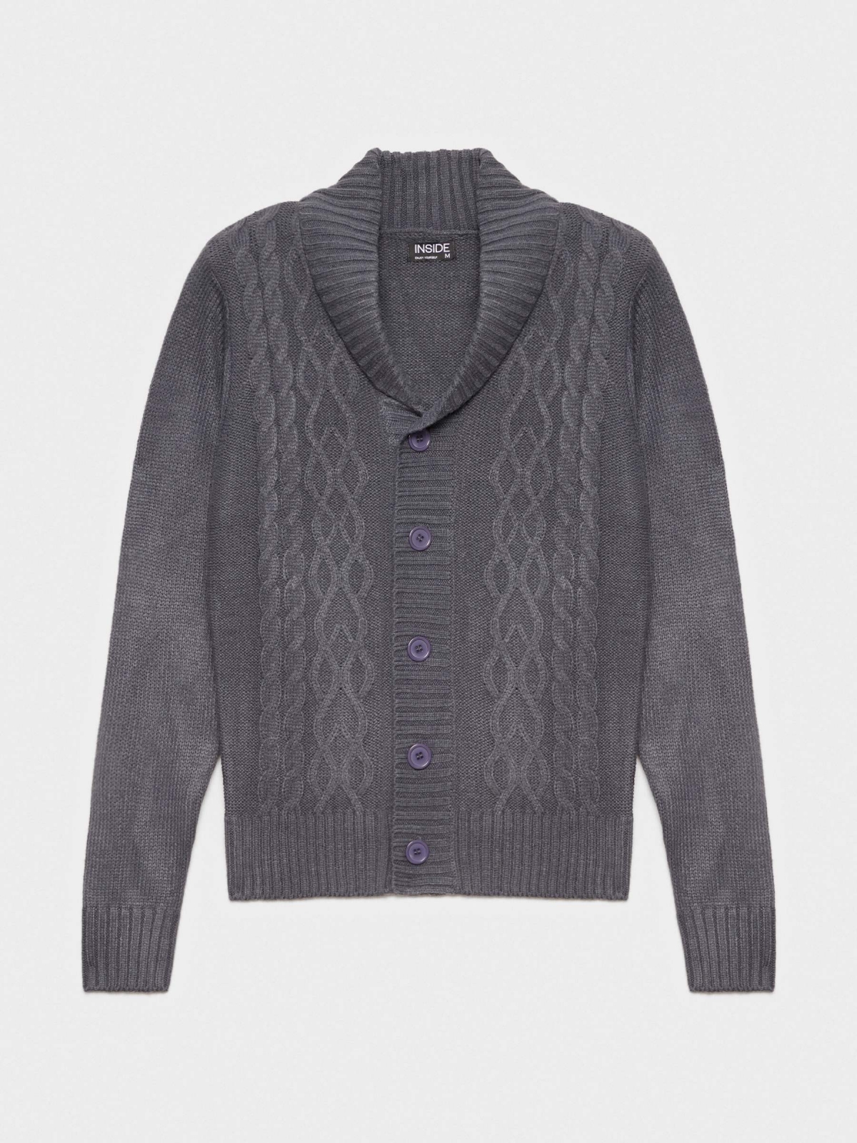  Knitted jacket stone grey front view