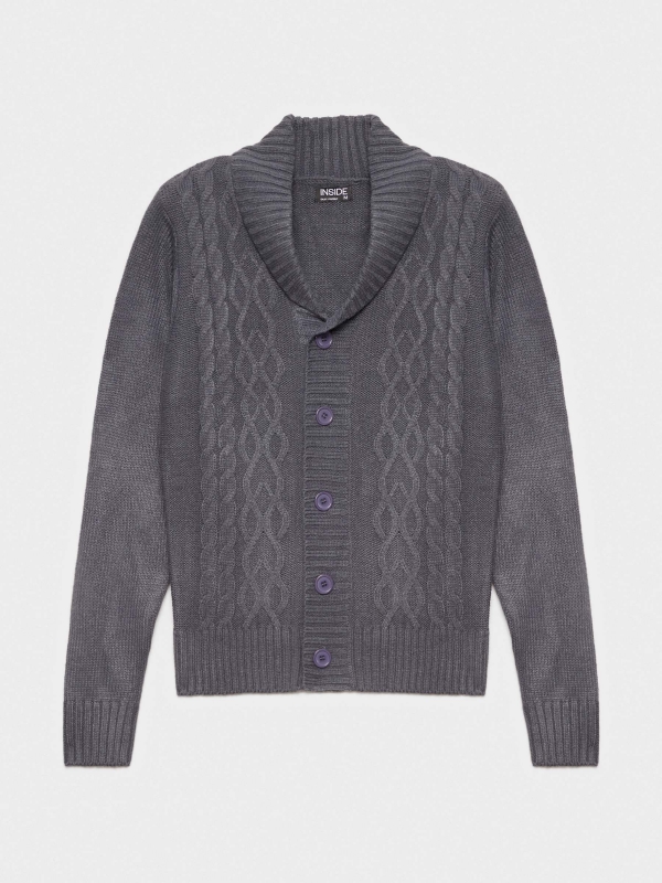  Knitted jacket stone grey front view