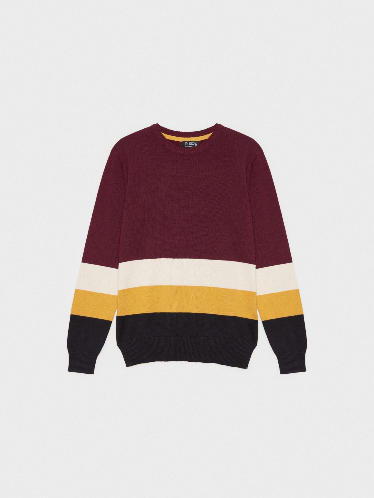  Color block knitted sweater burgundy front view