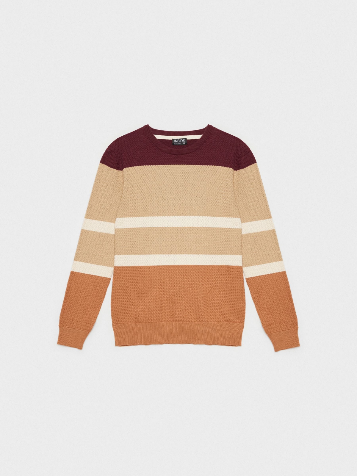  Regular sweater color block stripes burgundy front view