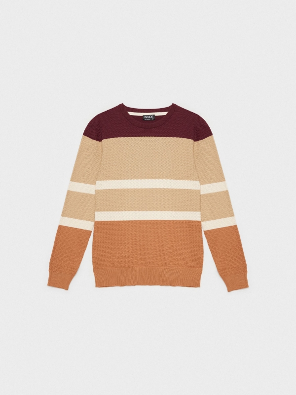  Regular sweater color block stripes burgundy front view