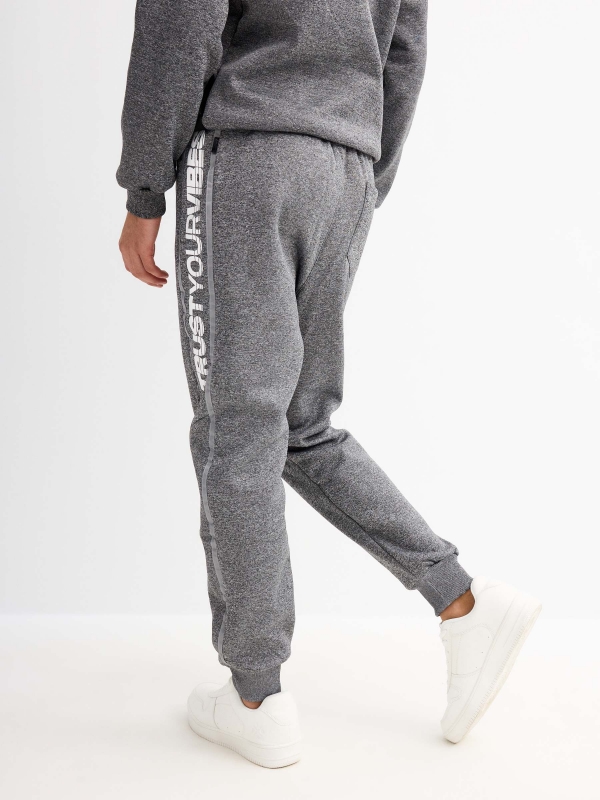 Jogger pants back pocket melange grey middle back view