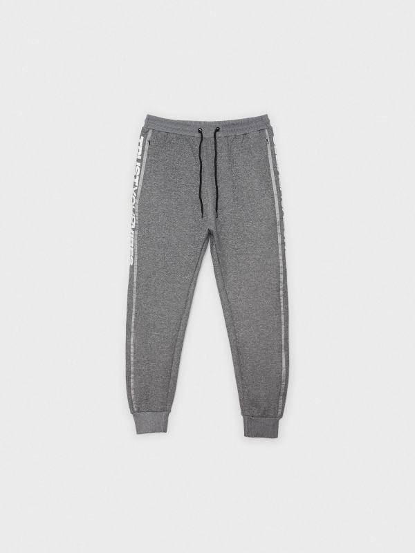  Pantalón jogger bolsillo atrás gris melange vista frontal