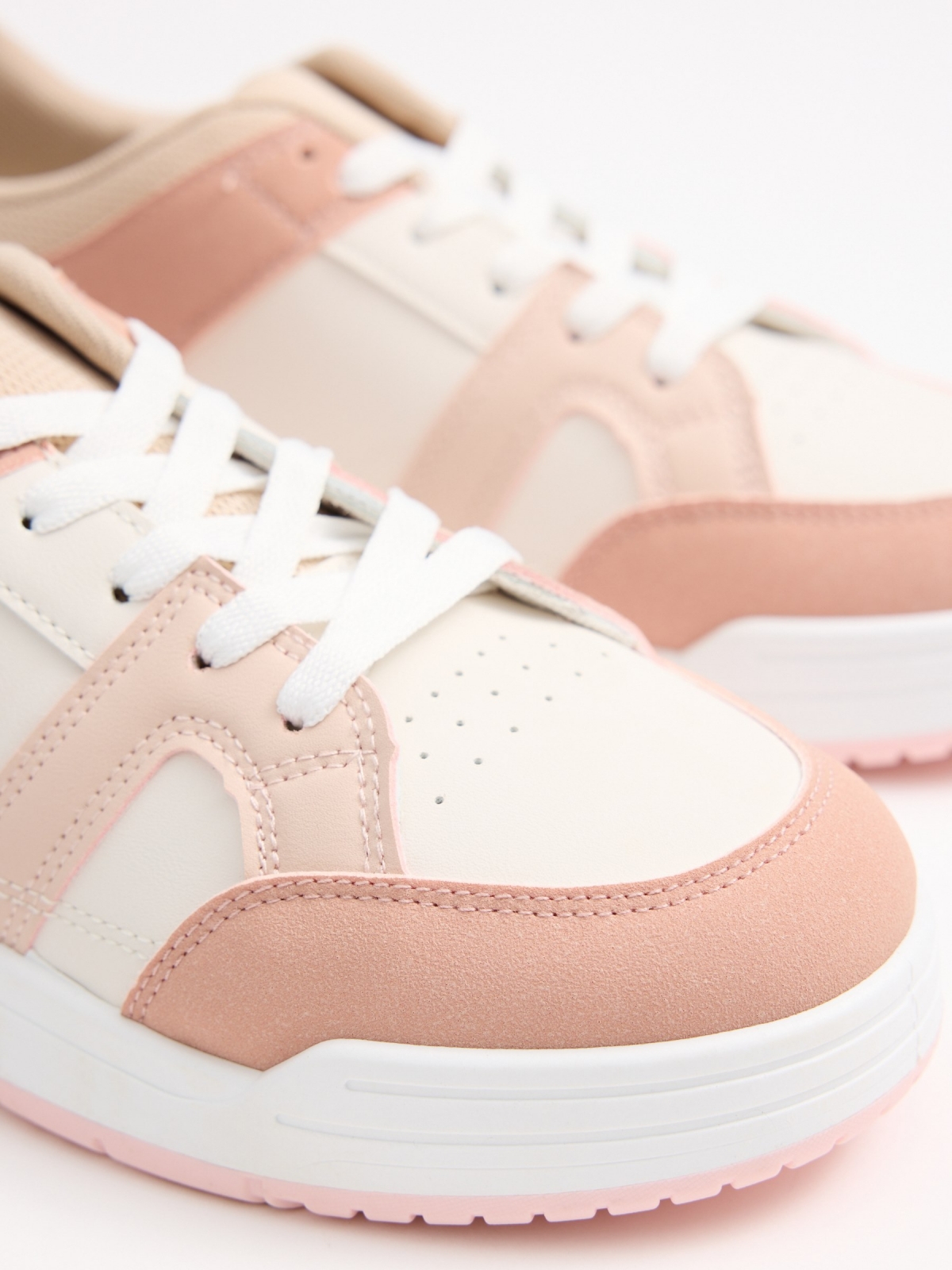 Casual combined faux leather sneakers sand detail view