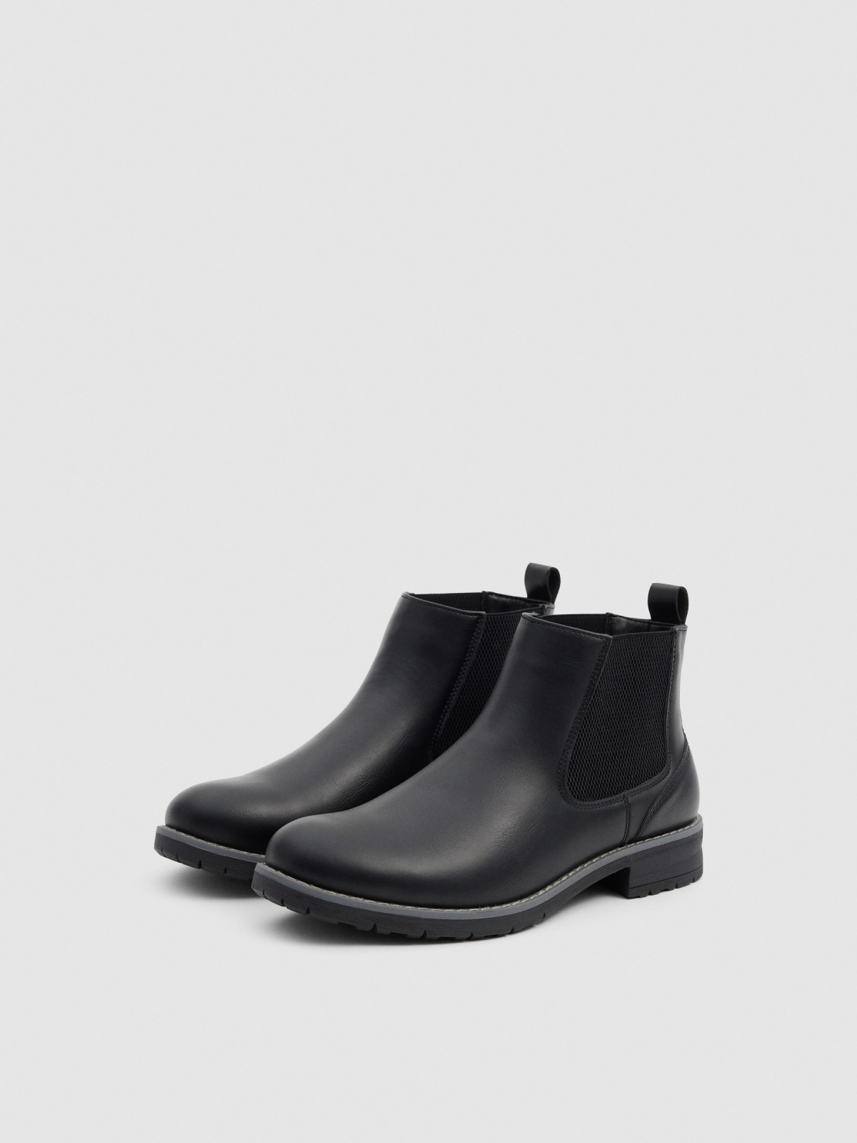 Black faux leather Chelsea boots black 45º front view