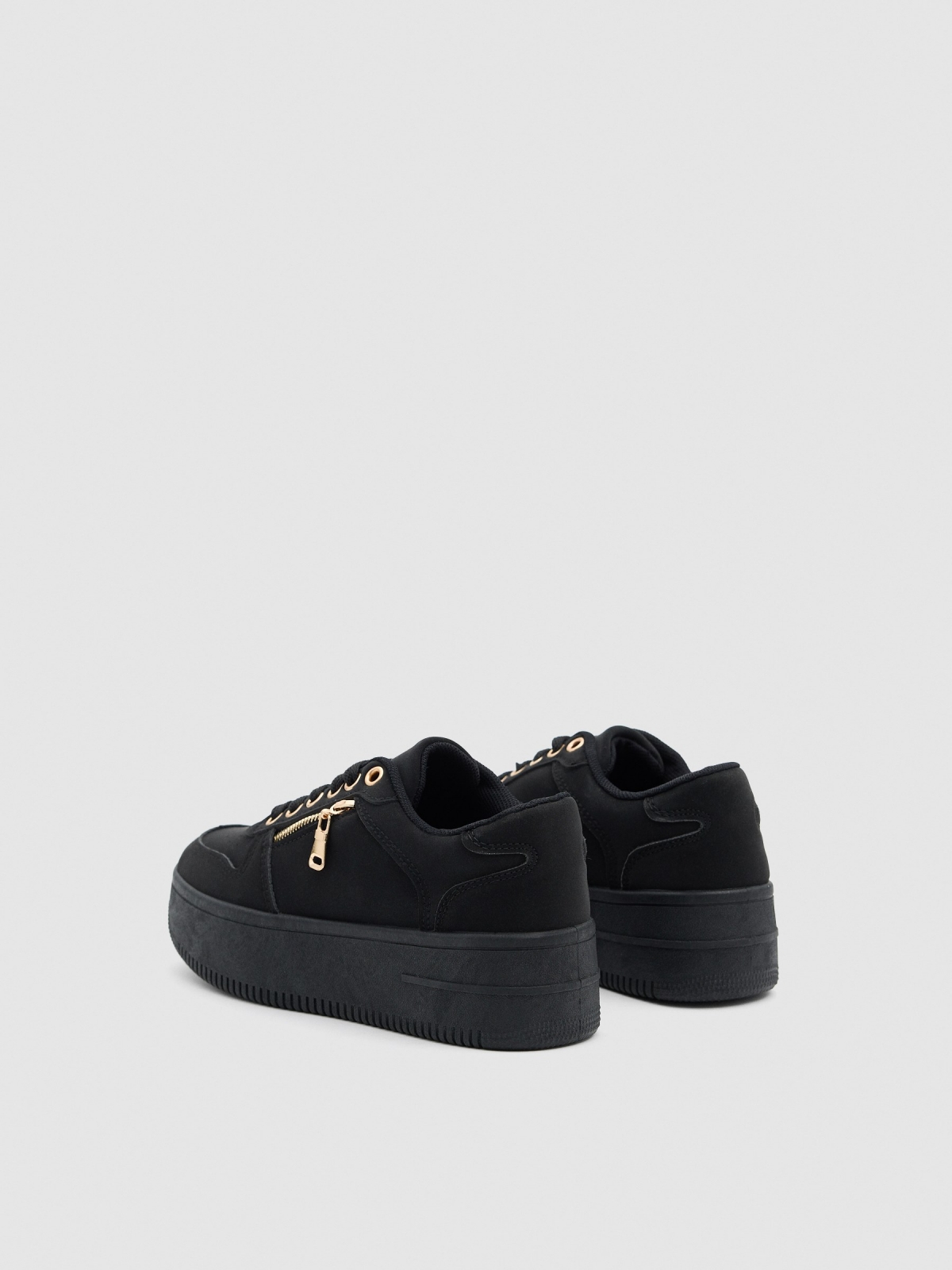 Modern platform sneakers black 45º back view