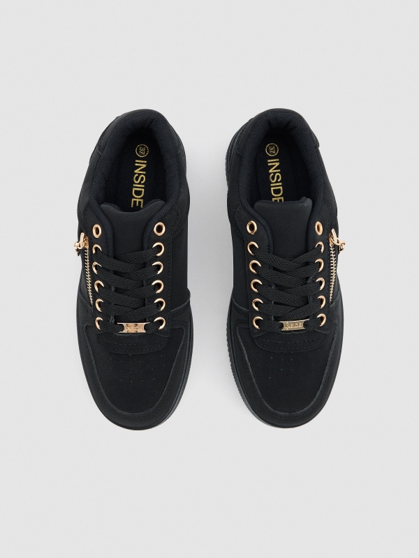 Modern platform sneakers black detail view