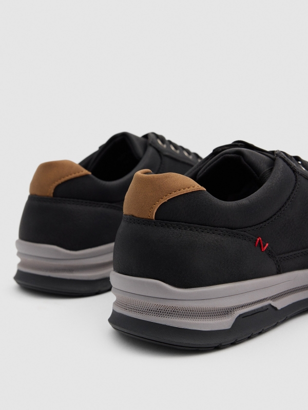 Comfort sports shoes with laces black detail view