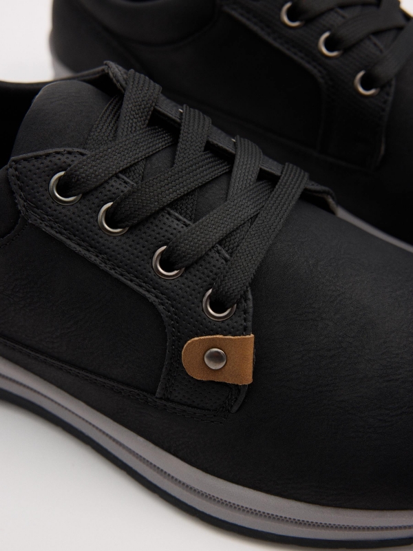 Comfort sports shoes with laces black detail view