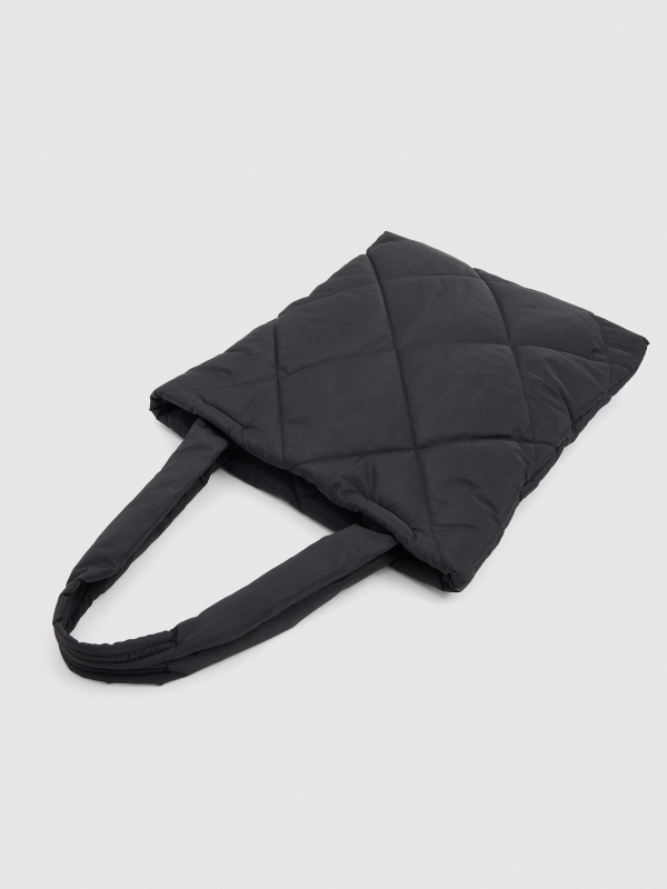 Black quilted shopper bag black 45º side view