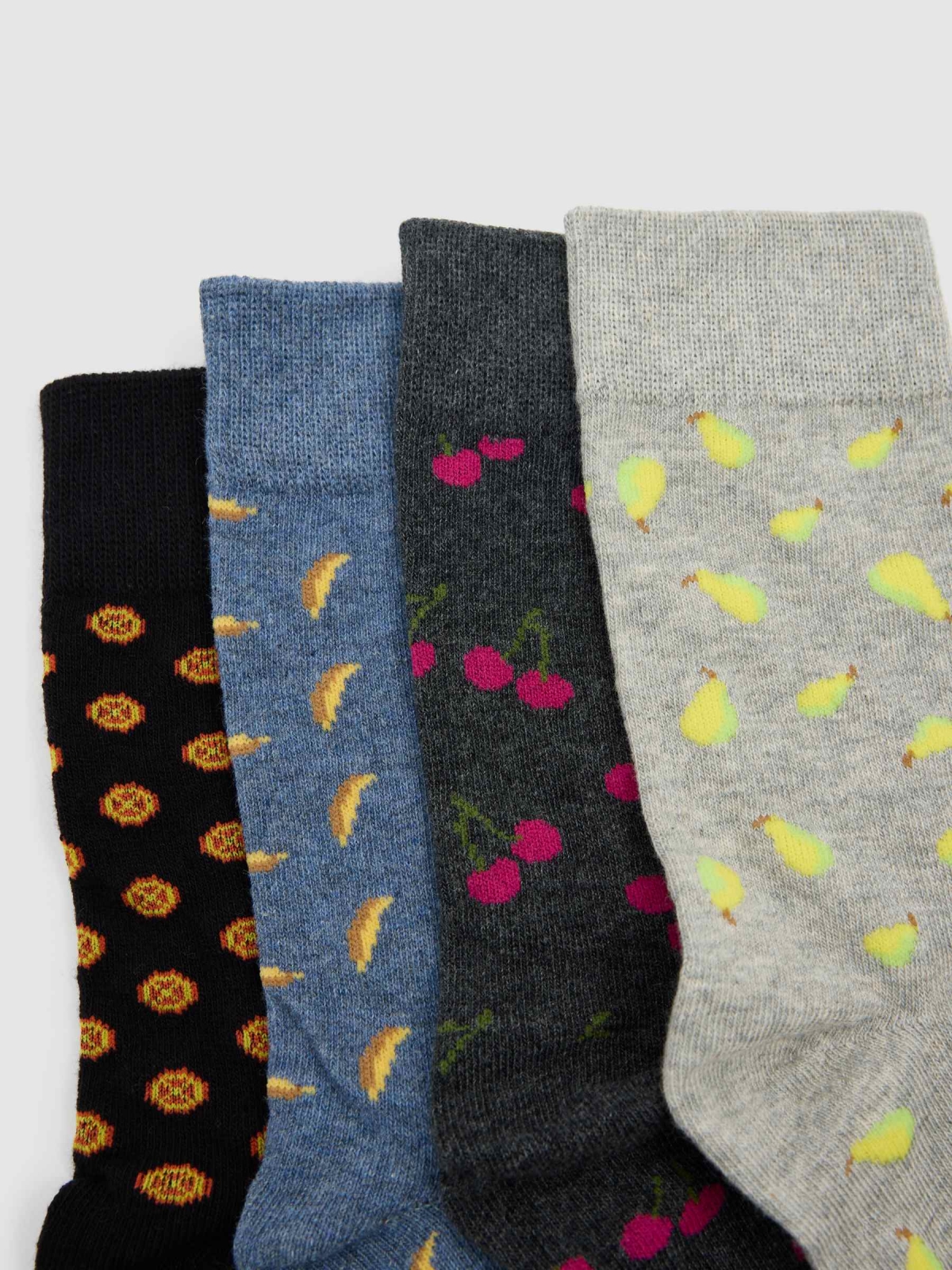 Pack of 4 fruity socks multicolor middle back view