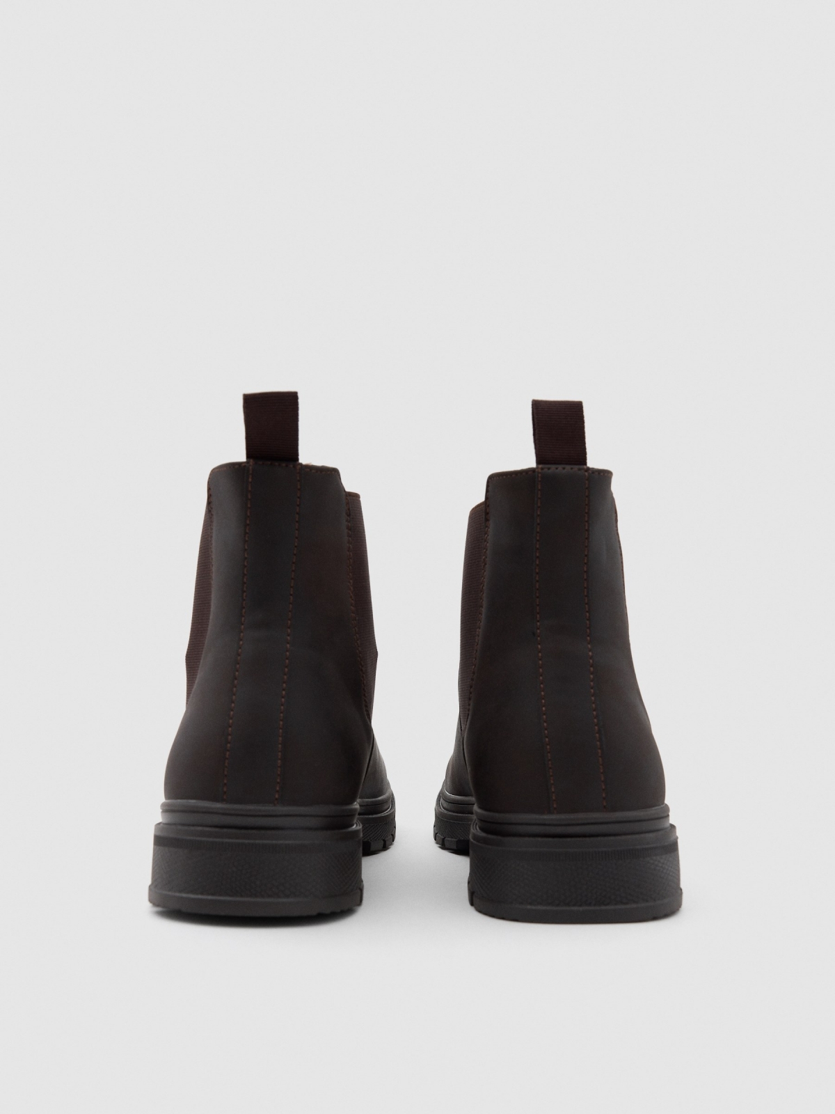 Brown faux leather Chelsea boots brown detail view