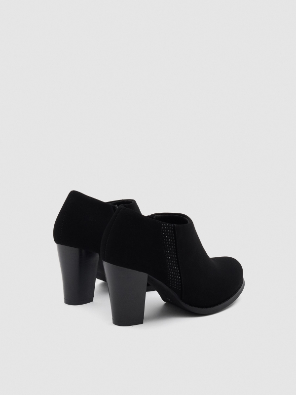 Lateral shine high-heeled shoes black 45º back view