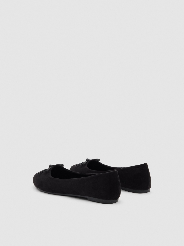 Basic ballerinas with bow black 45º back view