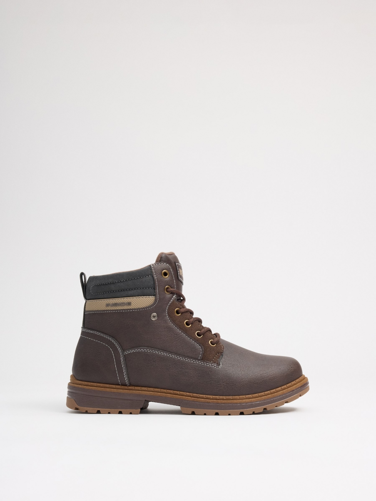 Brown combined mountaineer boot brown profile view