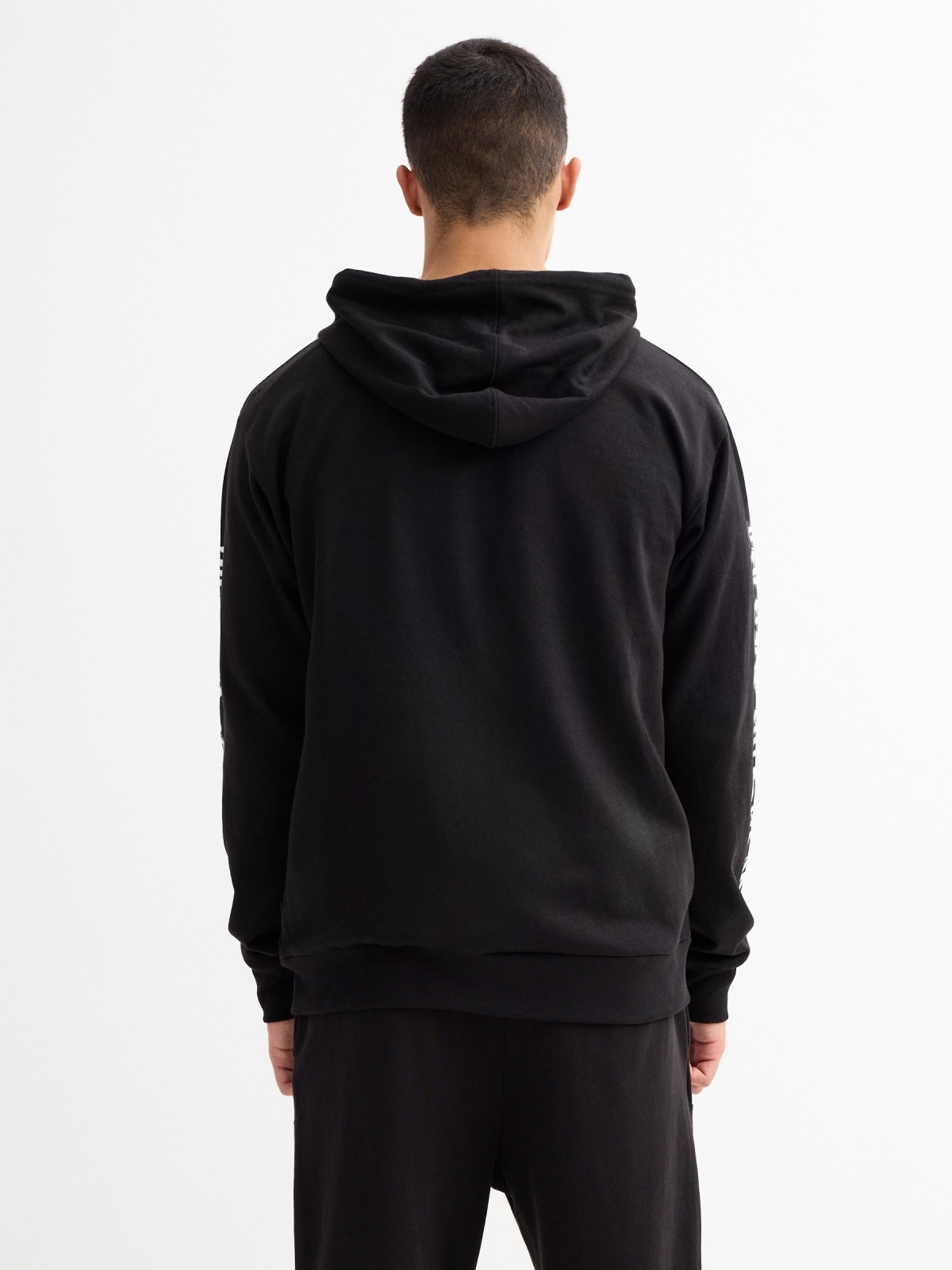 Open print sweatshirt black middle back view