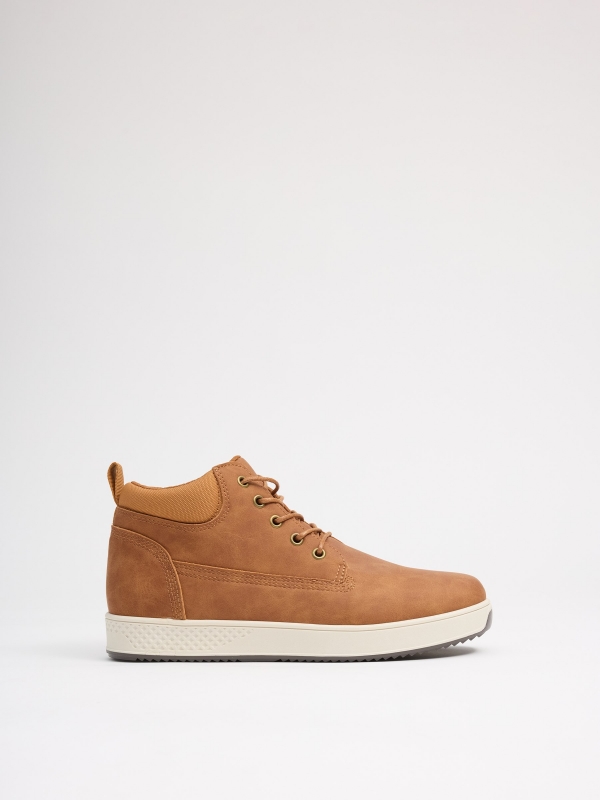 Casual High-Top Sneakers in Faux Leather