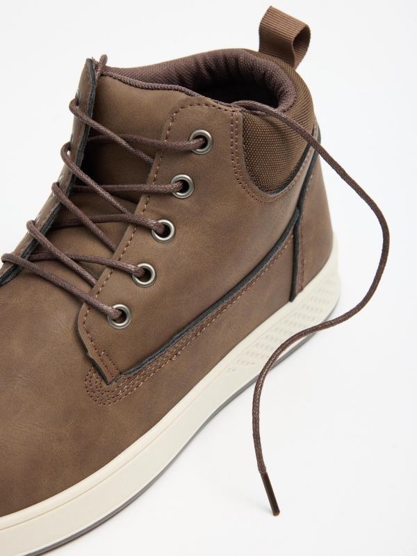 Casual High-Top Sneakers in Gray brown detail view