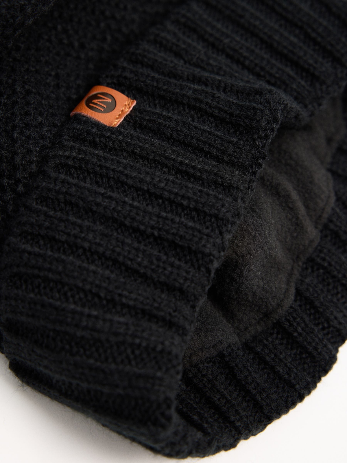 Polar fleece knit hat black 45º back view