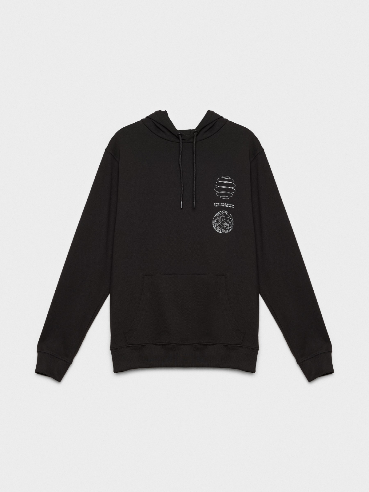  Black hoodie with pocket black front view