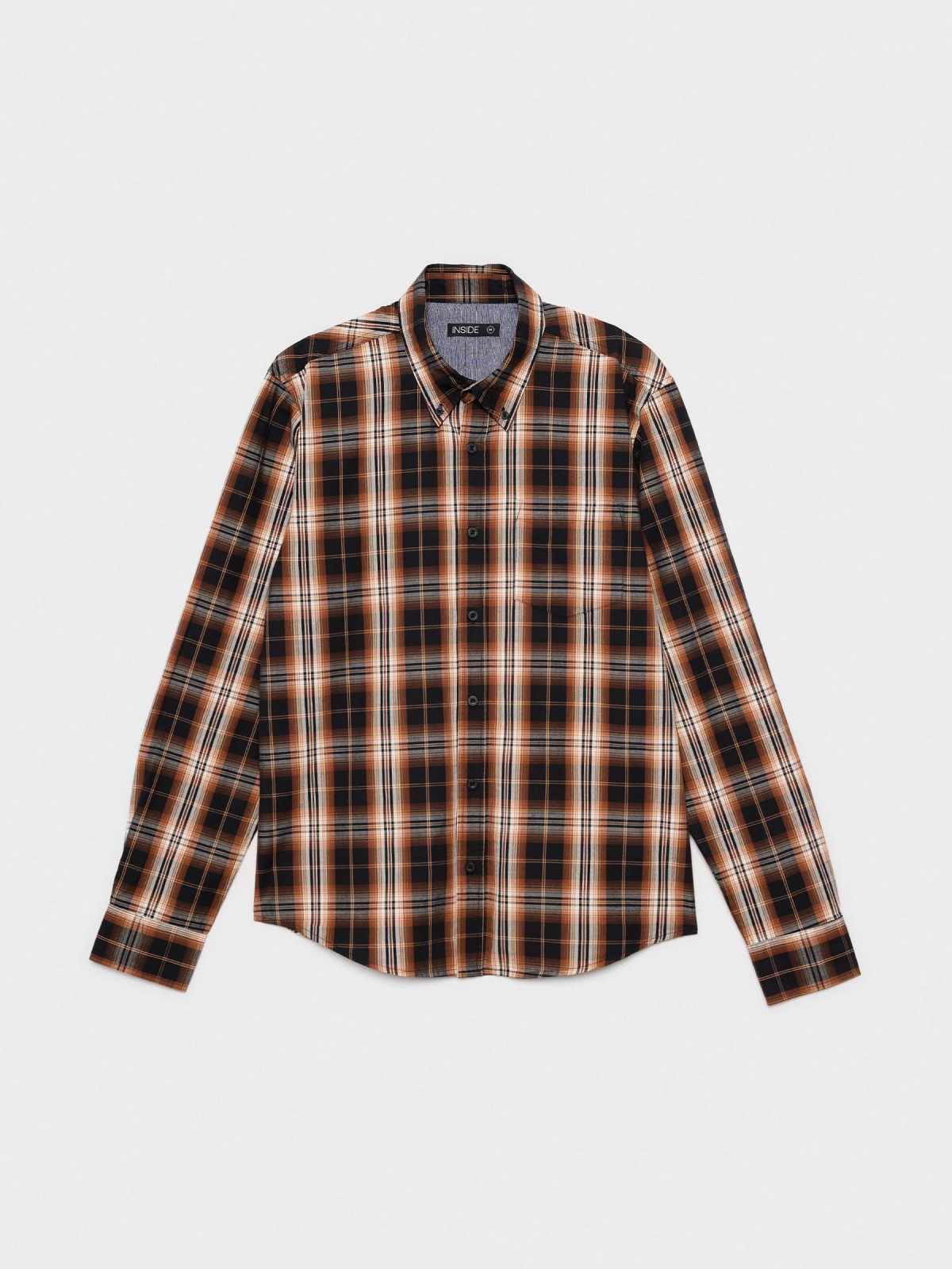  Plaid shirt brown front view