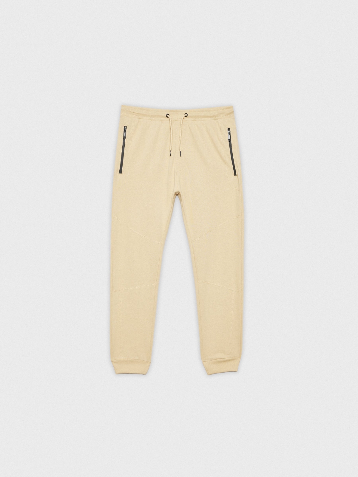  Jogger pants with pockets sand front view