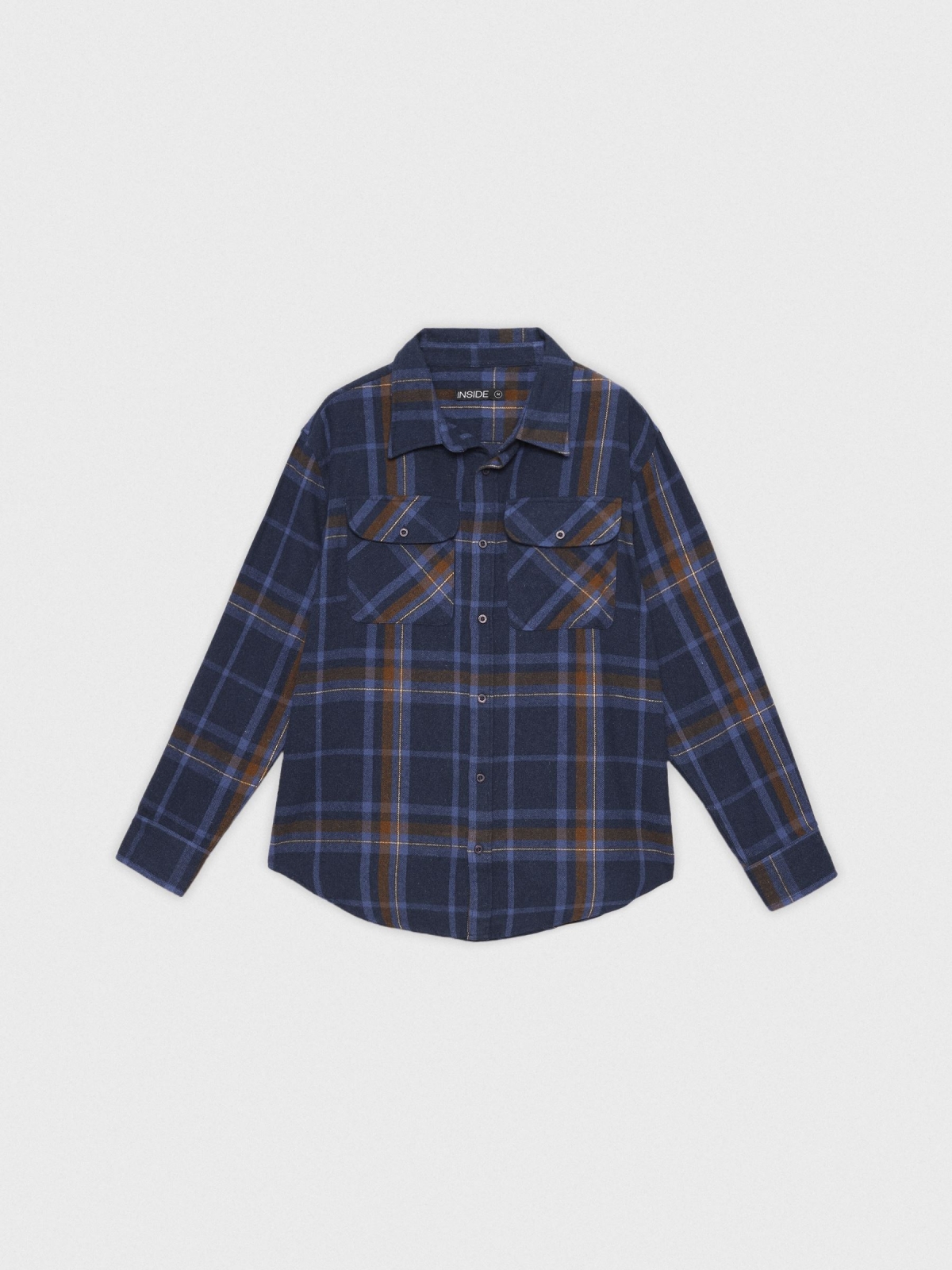  Plaid overshirt with pockets blue front view