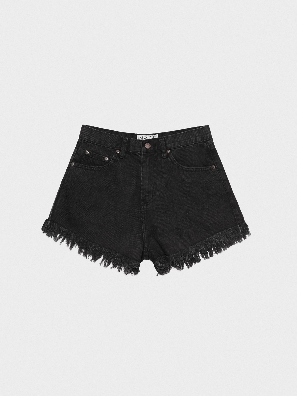  Frayed denim shorts black front view