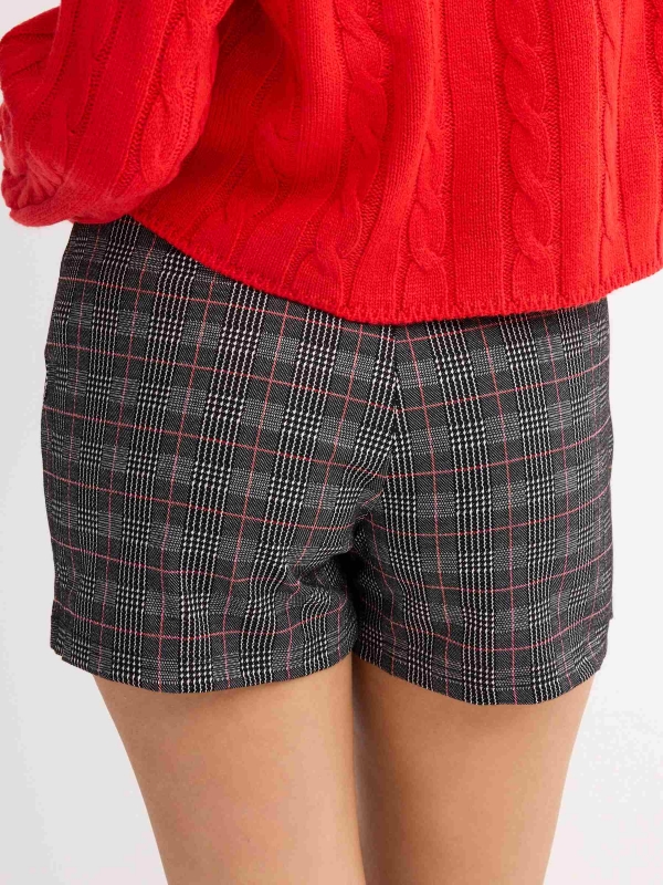 Plaid skort with buttons black back detail view