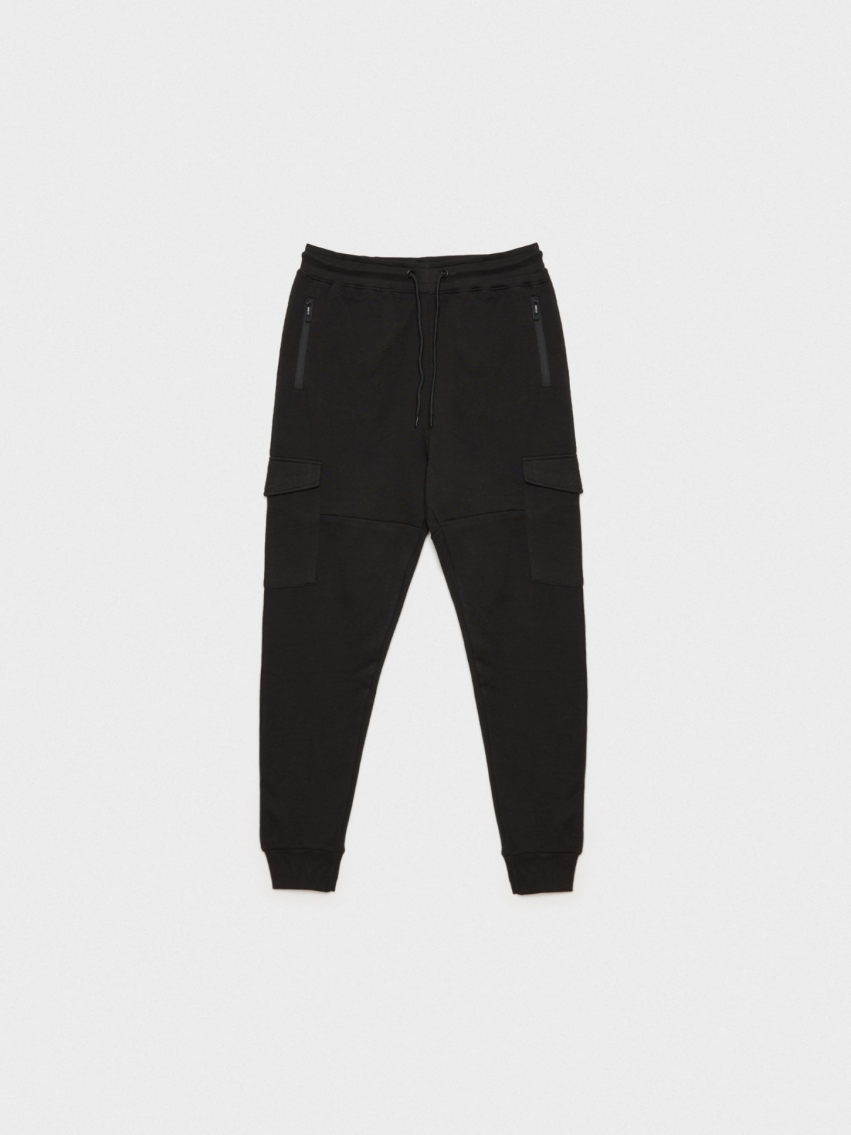  Plush jogger pants black front view