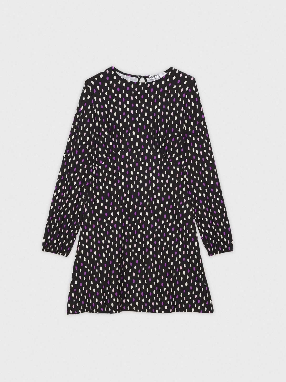  Total polka dots mini print dress black front view