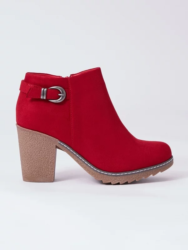 New Buckle heel bootie red