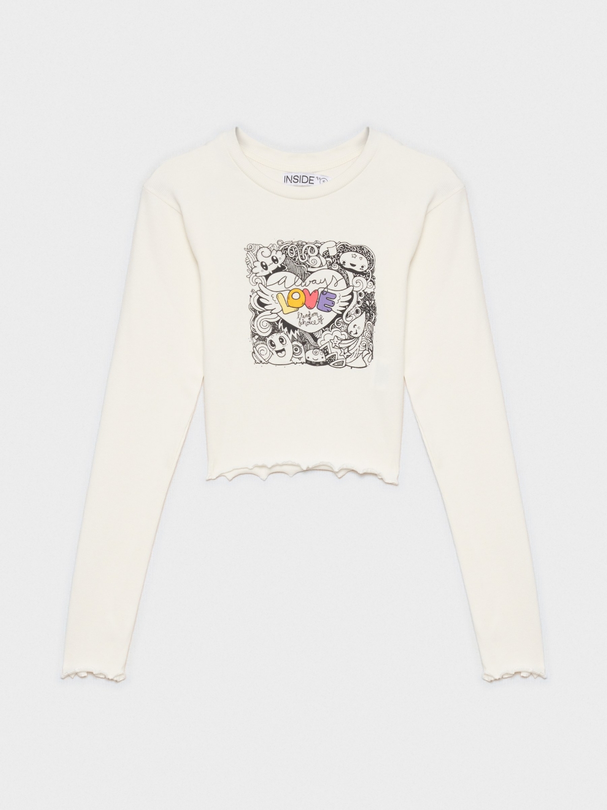  Camiseta crop LOVE blanco roto