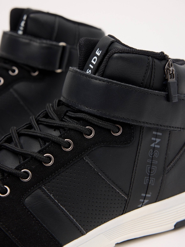 Combined zipper sports boot black detail view