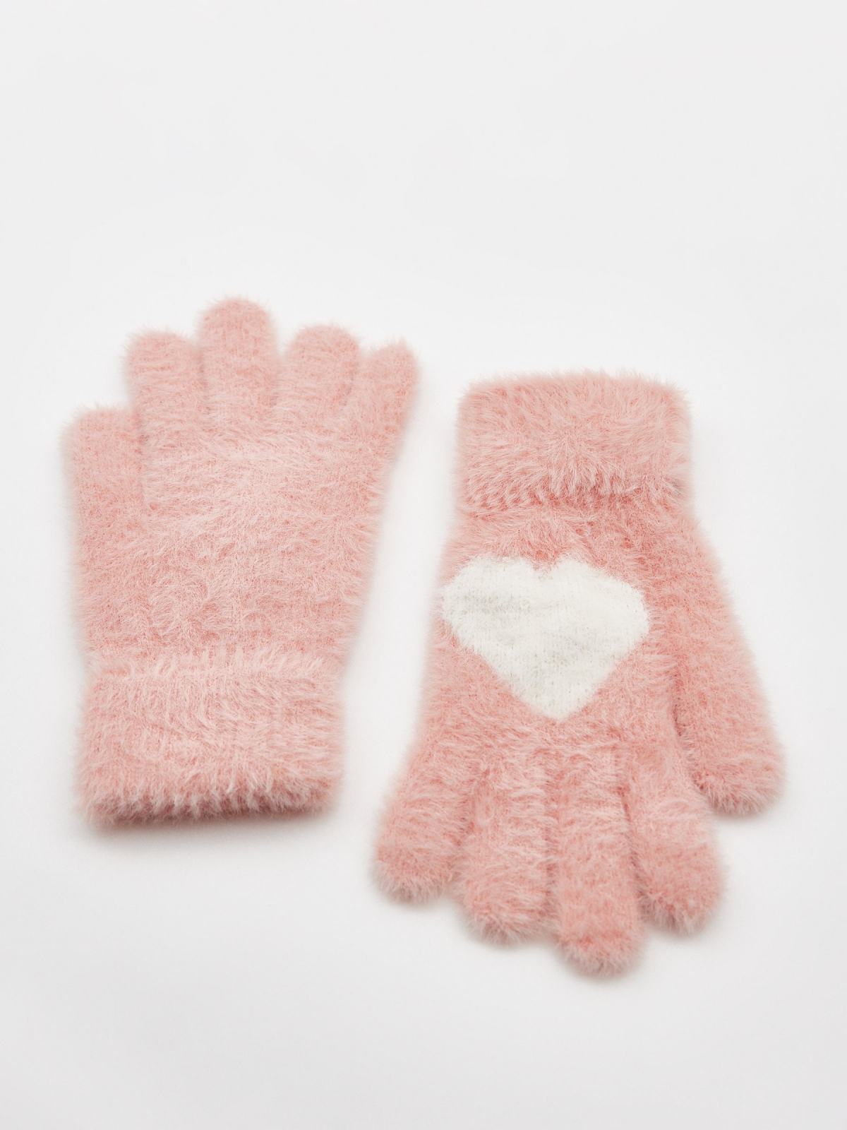 Pink gloves with heart pink medium short view