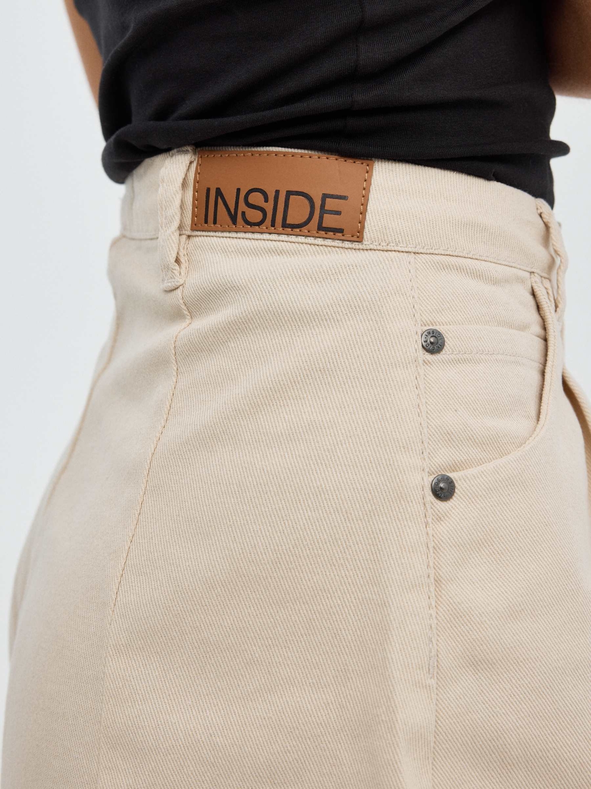 Flared twill shorts sand detail view