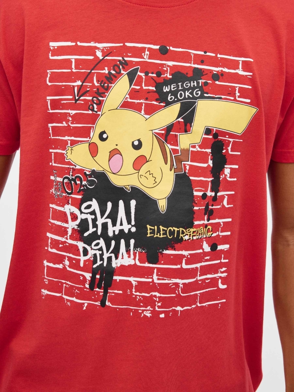 Pokemon T-shirt red detail view