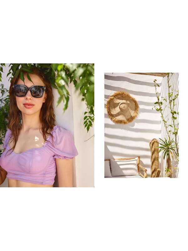  Top mesonero fruncido tull lila