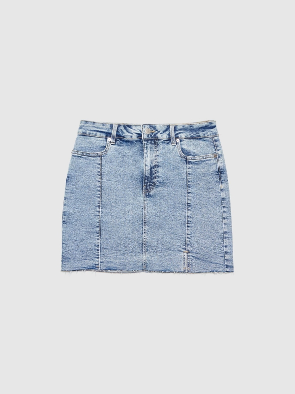 Mini denim skirt blue front detail view