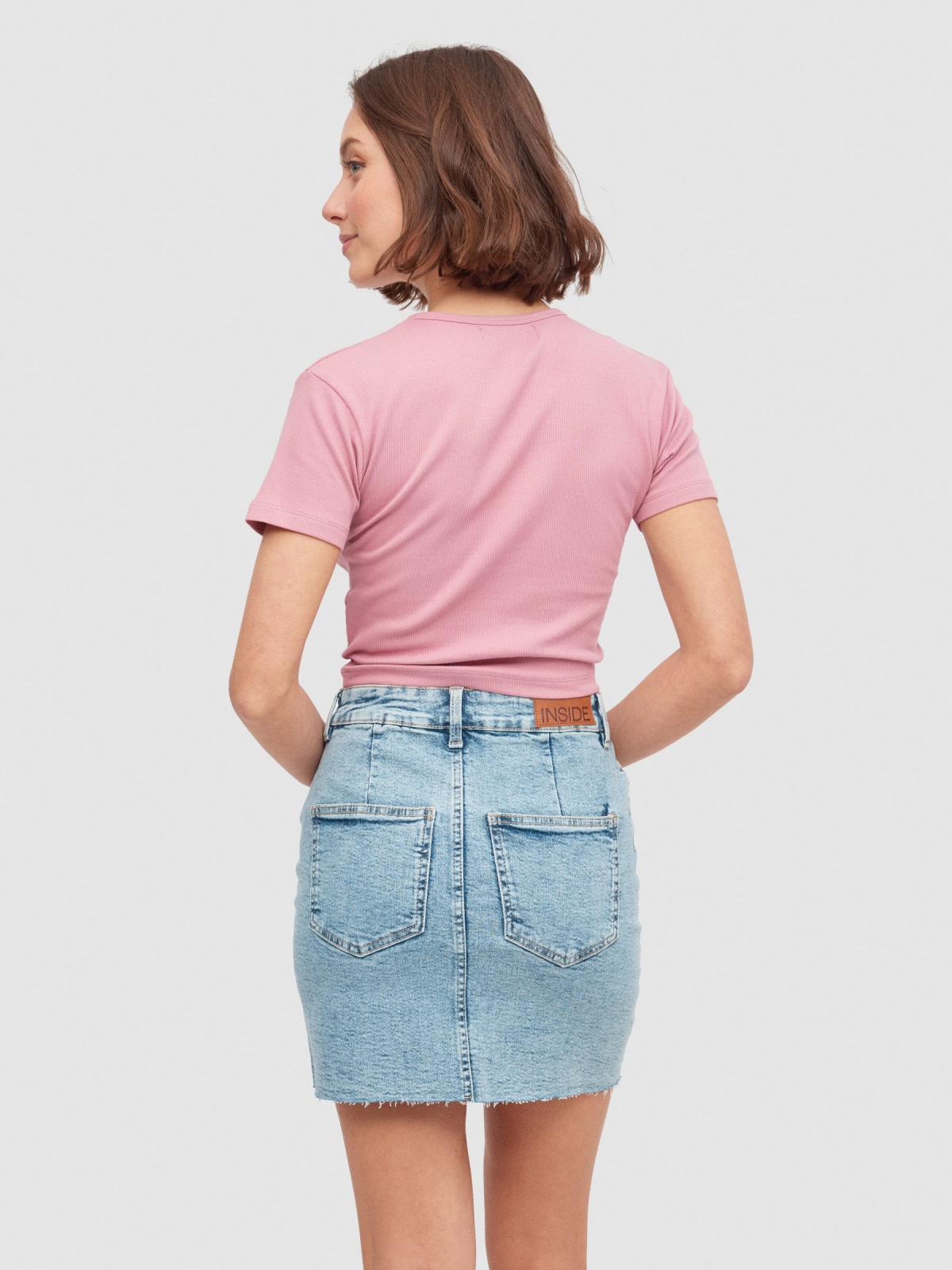 Falda mini denim azul vista media trasera