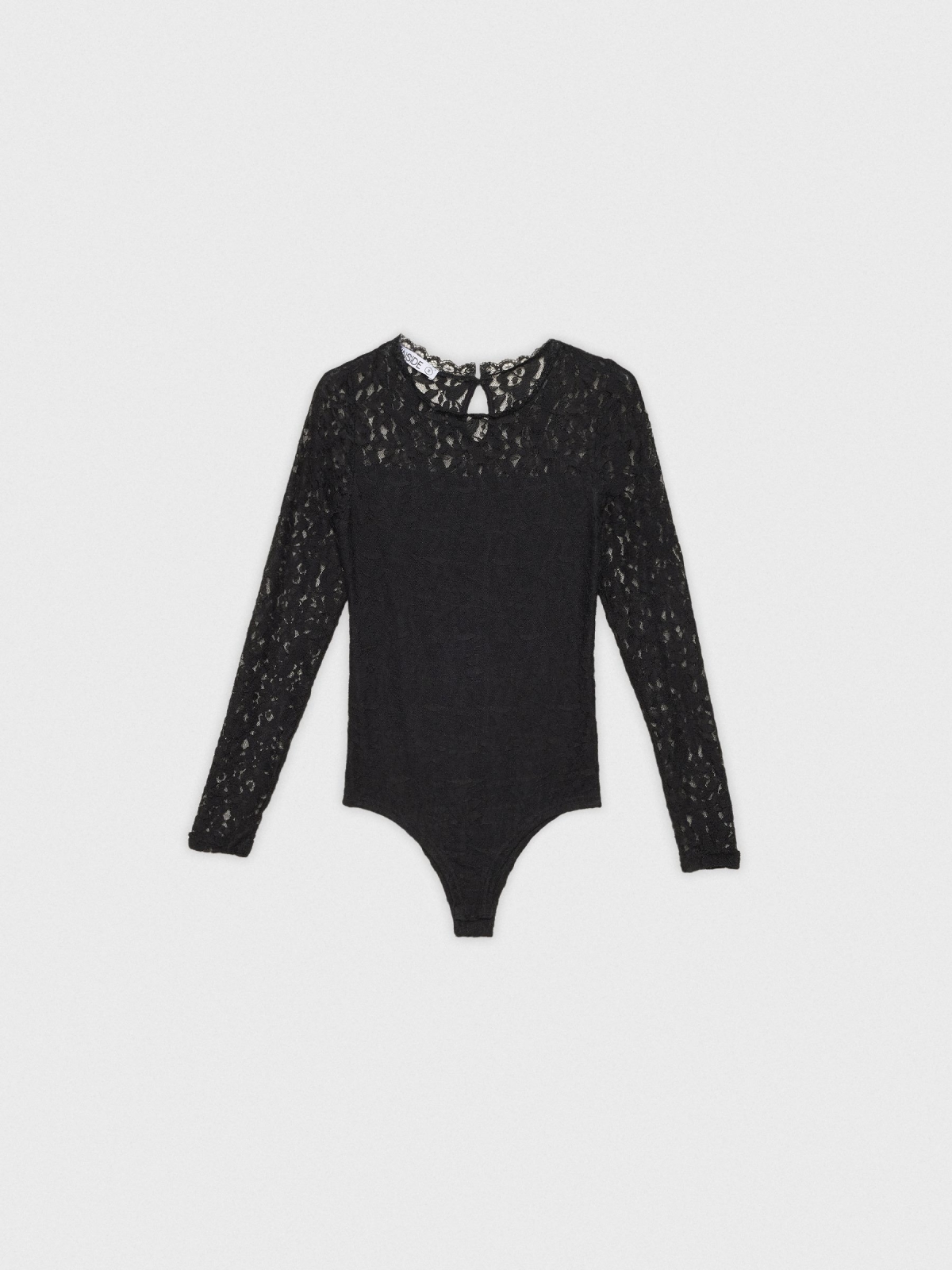  Body de renda para lingerie preto