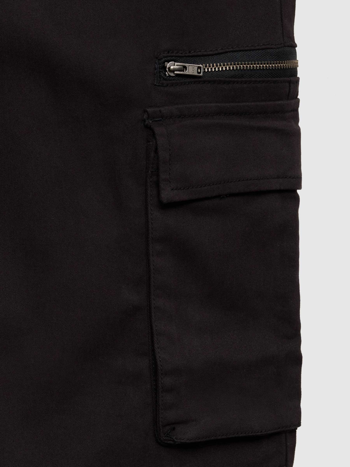 Multipocket jogger pants black detail view texture