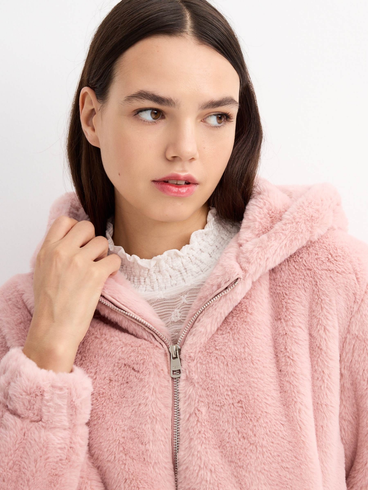  Pink fur effect jacket pink