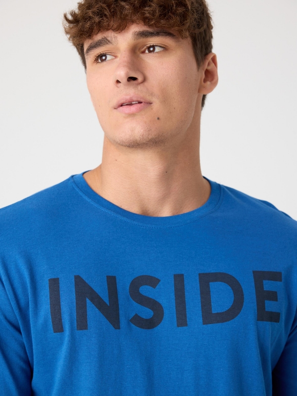 Basic T-shirt with logo electric blue detail view